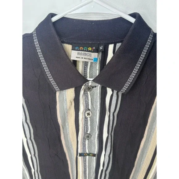 Coogi Basics Australia 100% Wool Knit Polo Button Pull Over 3D Shirt -‎ XL - Picture 2 of 5